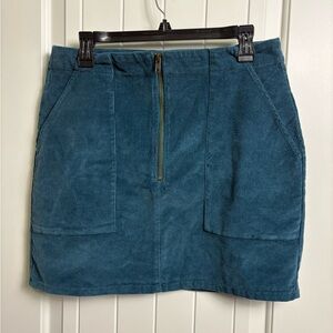 wild fable Teal Corduroy Mini Skirt with Front Zip